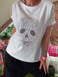 Tee-shirt Skull strass blanc