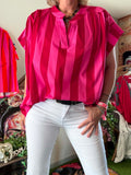 Blouse à rayures rouge/fushia