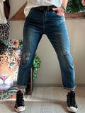 Jeans effet strass avec ceinture du 38 au 48