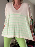 Pull rayures vert pomme