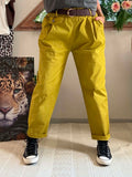 Pantalon City ceinture tressée du 38 au 46 moutarde