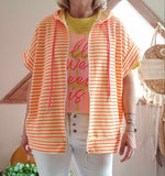 Gilet Marina rayures jaune/fushia