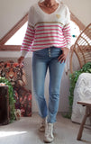 Pull rayures rose/fushia ❤️