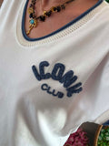 Tee-shirt Iconic blanc écriture bleu jeans