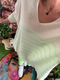 Pull rayures vert pomme