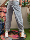 Pantalon Stéphane à rayures blanches et bleues