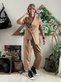 Pantalon avec ceinture Agathe camel du 36 au 46