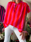 Blouse à rayures fushia/orange