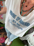 Tee-shirt Vivre D amour et de Champagne blanc écriture bleu