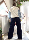 Gilet bleu jeans blanc