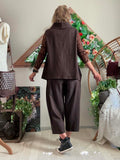 Pantalon Gabrielle croisé chocolat  du 38 au 48