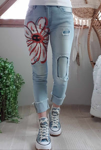 Jeans Marguerite rouge