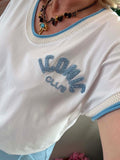 Tee-shirt Iconic blanc écriture bleu ciel
