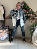 Veste Style Varsity en jean du 38 au 48 .
