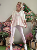 Pull rayures rose