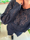 Haut dentelle Charme bleu du 40 au 52