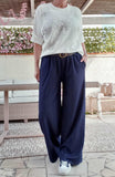 Pantalon Joanna bleu brut avec ceinture