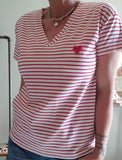 Tee-shirt rayures rose Coeur