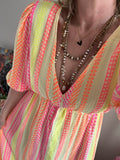Robe Adeline jaune/rose/orange