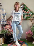 Tee-shirt Vivre D amour et de Champagne blanc écriture bleu