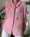 Chemise Anais rayures rouge
