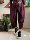 Pantalon Gabrielle croisé bordeaux à fine rayures du 38 au 48
