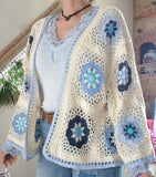 Gilet crochet bleu ciel