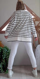 Pull Oversize marin rayures noires