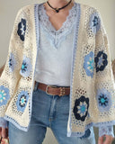 Gilet crochet bleu ciel