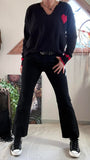 Pull noir Coeur rouge