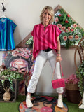 Blouse à rayures rouge/fushia