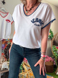 Tee-shirt Iconic blanc écriture bleu jeans