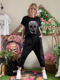 Tee-shirt Skull strass noir