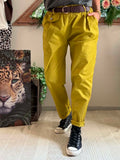 Pantalon City ceinture tressée du 38 au 46 moutarde