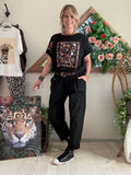 Tee-shirt noir imprimé floral du 36 au 44