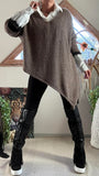 Pull Asymétrique taupe