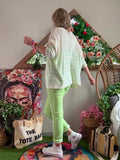 Pull rayures vert pomme