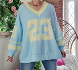 Haut oversize 23 bleu ciel