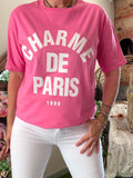 Tee-shirt Charme de Paris rose écriture blanche