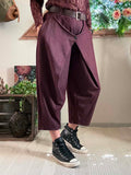 Pantalon Gabrielle croisé bordeaux à fine rayures du 38 au 48