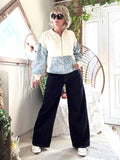 Gilet bleu jeans blanc