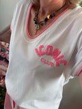 Tee-shirt Iconic blanc écriture rose