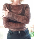 Sous pull dentelle Elena Chocolat
