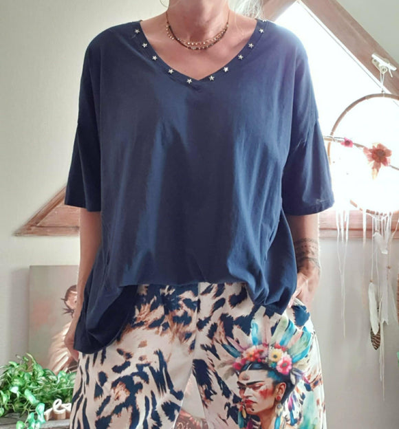 Haut Oversize bleu Star