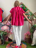 Blouse à rayures rouge/fushia