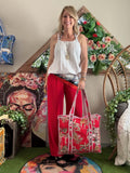 Sac matelassé Jungle fond rouge