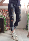 Jeans Coeur noir délavé