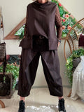 Pantalon Gabrielle croisé chocolat  du 38 au 48
