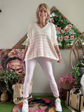 Pull rayures rose
