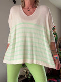 Pull rayures vert pomme